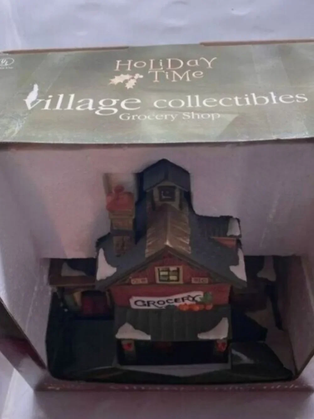 Holiday Time Village Collectibles Porcelain Light-Up Grocery Shop For Indoor Use
